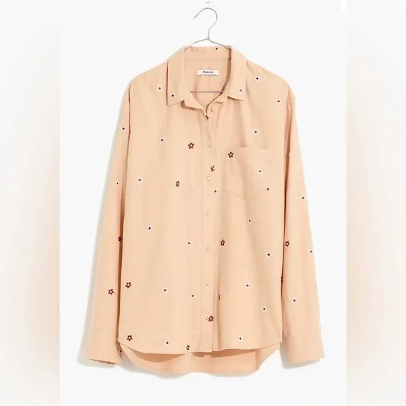 LAST PRICE REDUCTION Madewell Embroidered Daisy Button Down Shirt Women’s XS - Picture 3 of 6